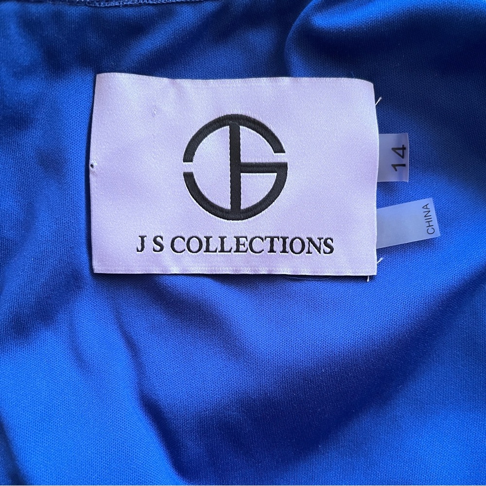 JS Collections Soutache Cobalt Blue Midi Wedding Guest Dress Size 14 - Picture 9 of 12